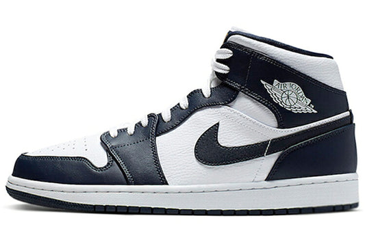 Jordan 1 Mid White Metallic Gold Obsidian 554724-174 スニーカー メンズ